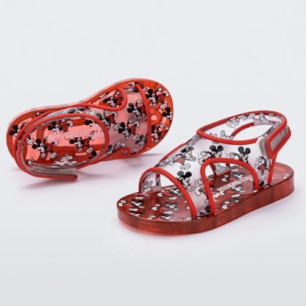 NEW!! Kids Mini Melissa Aqua + Mickey Mouse Sandals Red Size 9 Toddler